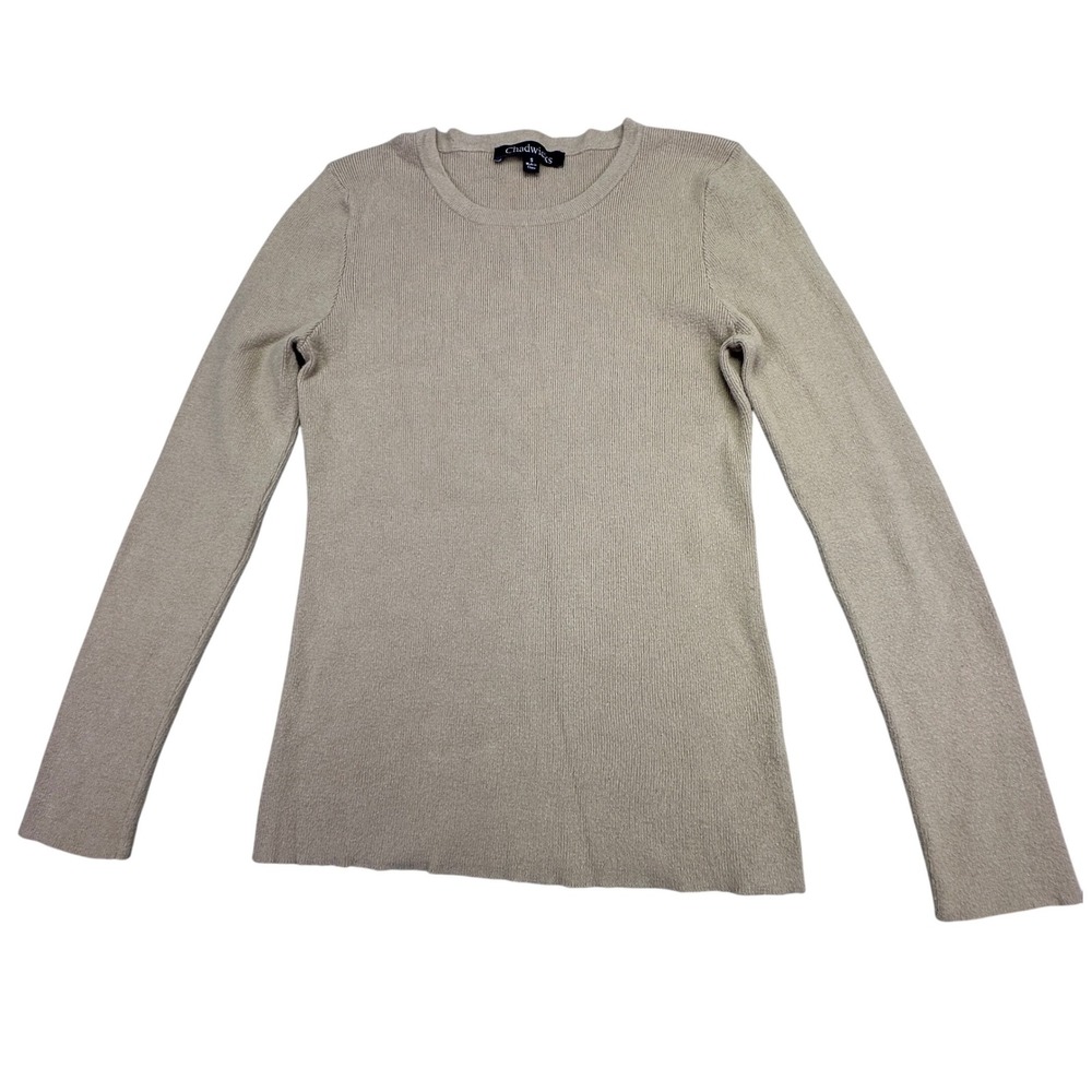 Chadwicks Sweater Womens Size Small Ribbed Knit Long Sleeve Beige‎ Crew Neck